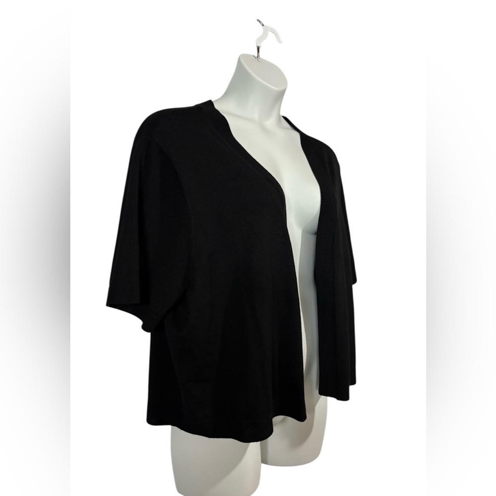 Laura Plus 14+ / Plus Size Black Open Front Short Sleeve Cardigan / 3X - Picture 6 of 10
